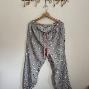 Loft Gray Pajama Pants with Penguin Print - Size Large